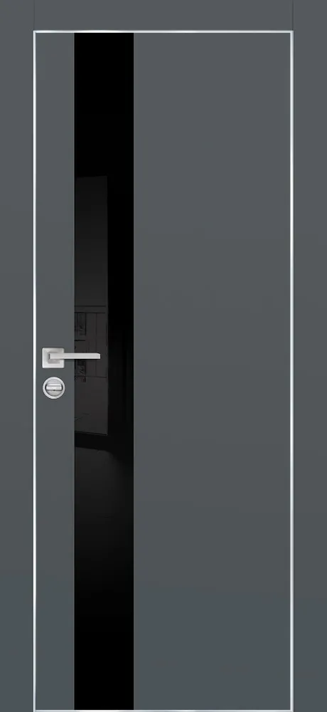 Межкомнатная дверь PX-10  AL кромка с 4-х ст. Графит матовый