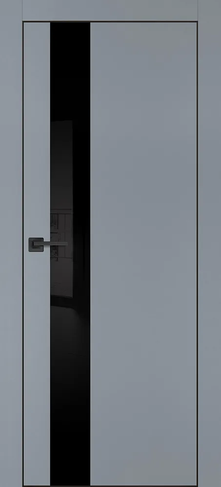 Фото Межкомнатная дверь PX-10 черная кромка с 4-х ст. Серый матовый